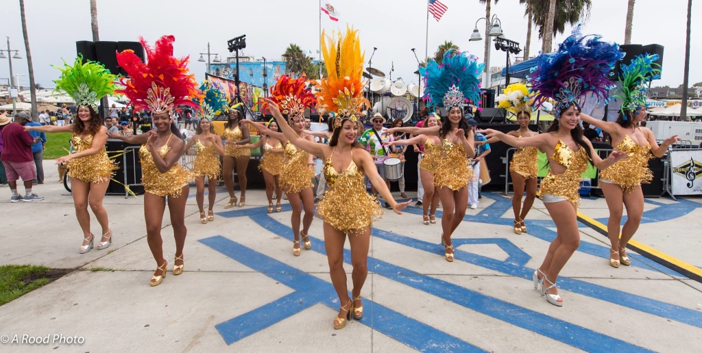 Samba Soul performs at the Venice Spring Fling festival in Los Angeles, California.