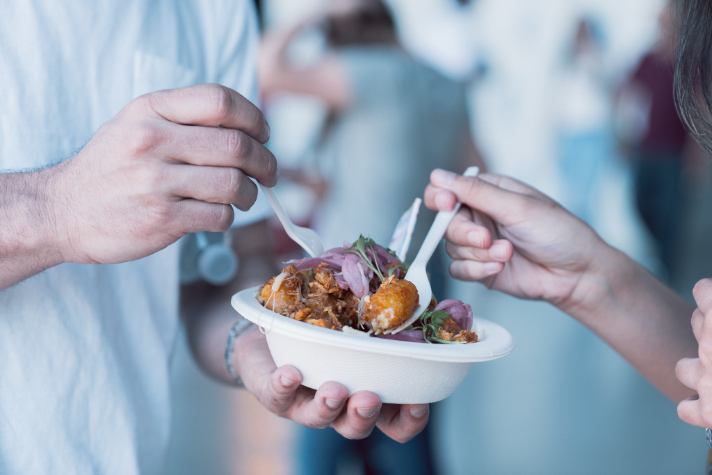 Attendees try the food at EEEEEATSCON.